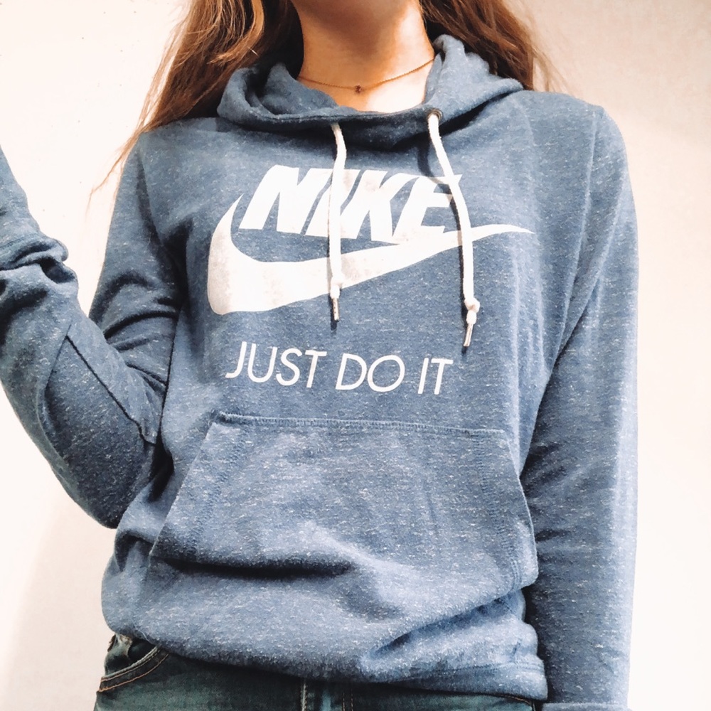 Nike Just Do It Hoodie! Heather Blue great shape!